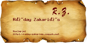 Ráday Zakariás névjegykártya